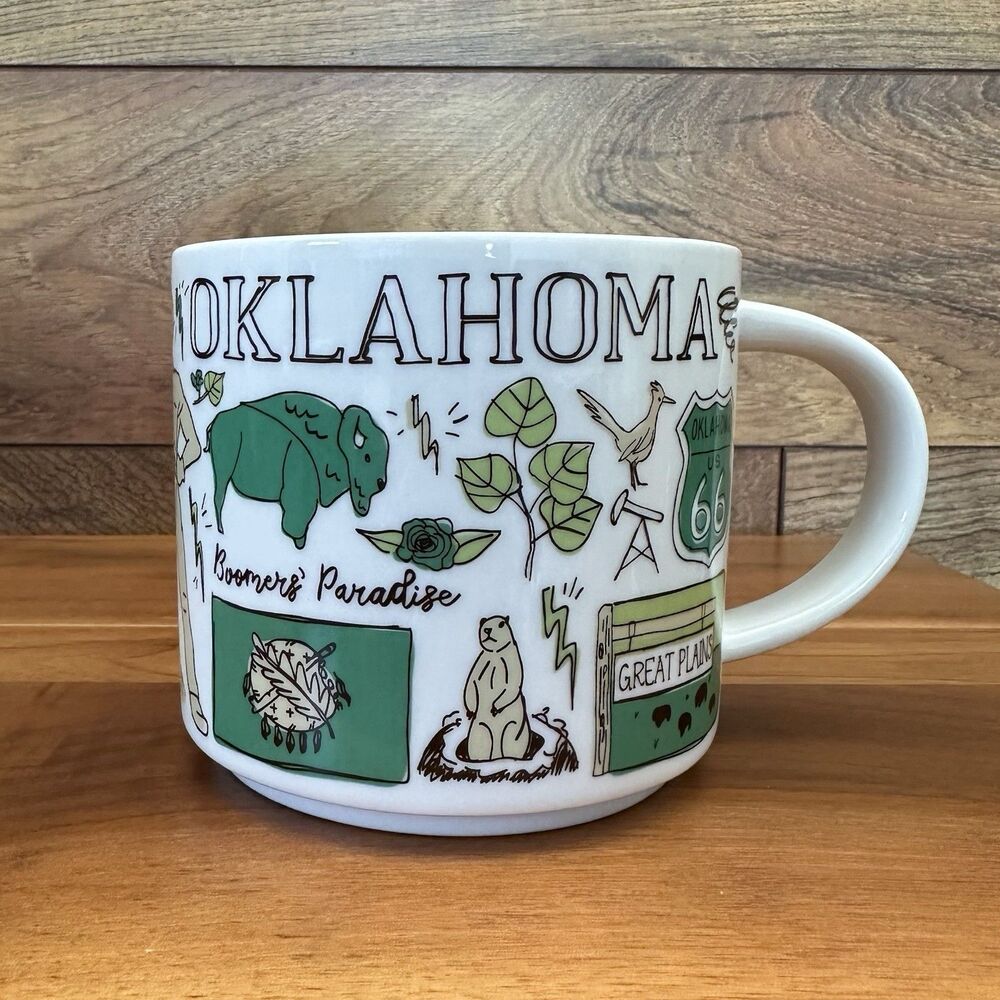 Starbucks Oklahoma Mug Been There 14oz Coffee Cup Green 2023 Across the Globe